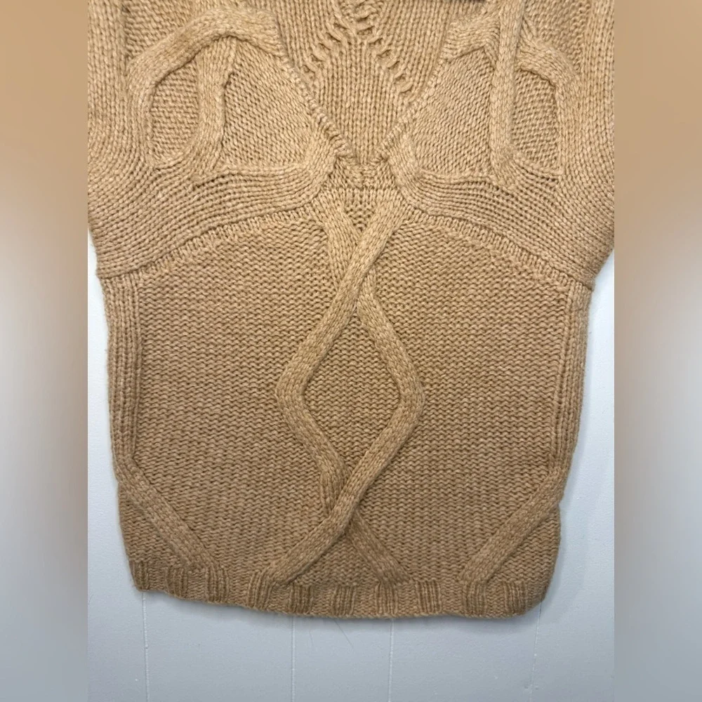 Tory Burch Cable Knit Sleeveless Tan Sweater, Size M